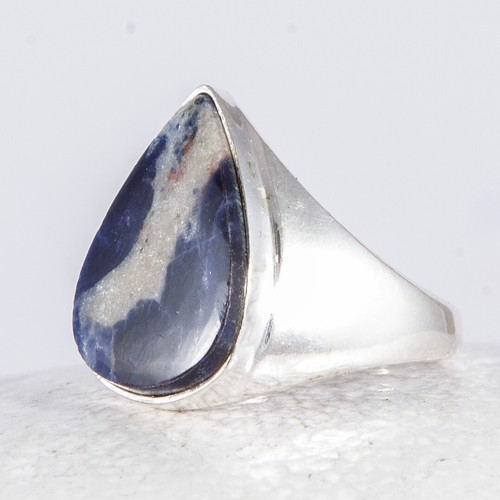 Großer Silber Ring, Siegel, Silberring, Sodalith, Blau, Tropfen, Gr. 60 - Bild 3 von 4