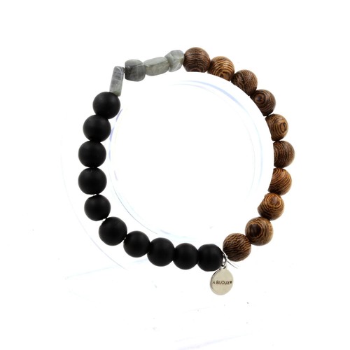 Collier De Pierres Naturelles Onyx, Labradorite, Howlite - Occasion En Très Bon état