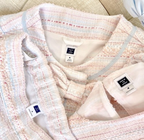 JANIE AND JACK Pink Blue Boucle Tweed 4 pcs Dress Set - Picture 6 of 6