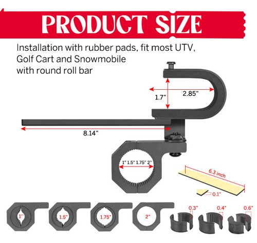 Soporte para pistola UTV barra antivuelco herramienta pistola montaje en rack 1"- 2" para Polaris RZR Ranger Can-Am - Imagen 7 de 12