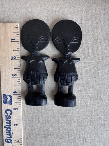 Set Of 2 Ashanti Hand Carved Birth Fertility Dolls 4.5” akua’ba Prosperity Wood - Picture 8 of 9
