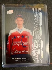 2018-19 UD Black Lustrous Rookie Auto Ilya Samsonov Washington Capitals