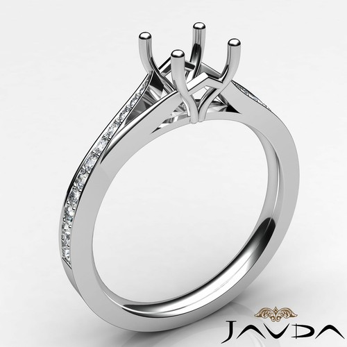 Princess Diamond Semi Mount Engagement Pave Setting Ring 18k White Gold 0.35 Ctw - Picture 2 of 12