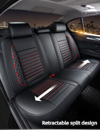 5 Seats Universal Car Seat Covers Deluxe PU Leather Seat Cushion Full Set Cover - Picture 4 of 13