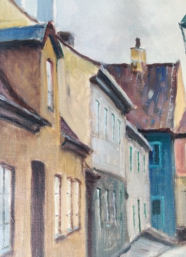 Einar Gross (1895-1960): STREET IN OLD TOWN, original oil painting - Picture 4 of 7