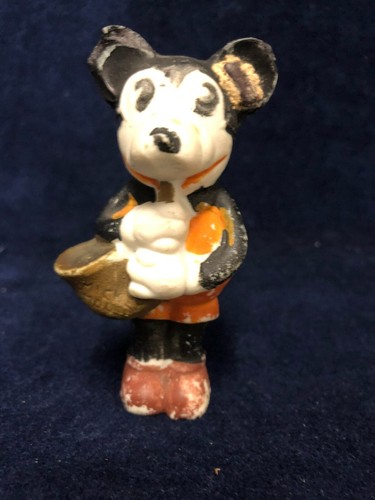 1930'S DISNEY BISQUE MICKEY MOUSE PLAYING FRENCH HORN, GEO BORGFELDT - Picture 1 of 2