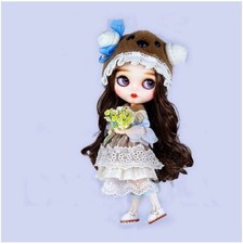 12" Blythe factory Doll Brown Mixed Long Hair joints body matte face Lovely Doll