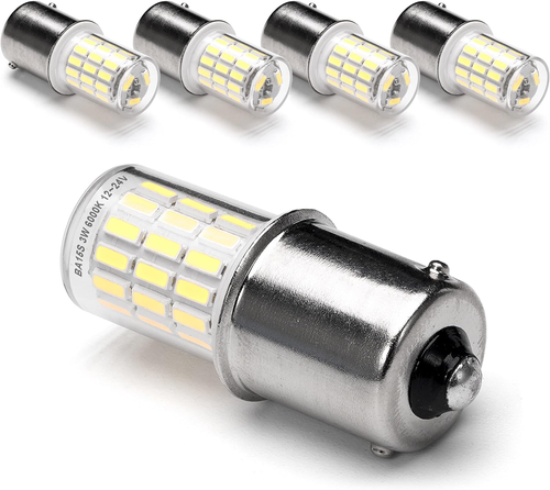 12 Volt BA15S Led Bulbs,1156 1141 6000K Daylight White,Dc Bayonet Single Contact