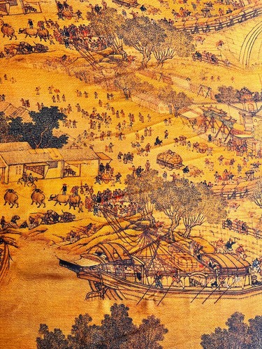 100 % seda 14 mommé Qingming Festival por metros altura del motivo aprox. 140 cm de ancho, - Imagen 1 de 4