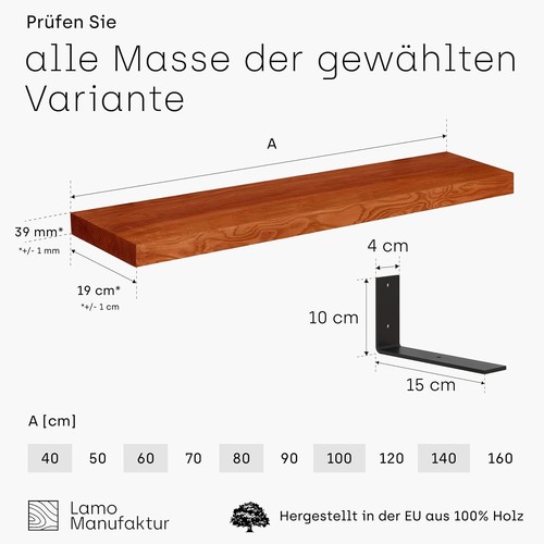 LAMO® Regalbrett Wandregal Massivholz Baumkante Holzregal Wandboard Holzplatte - Bild 2 von 12