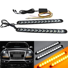 Car Led Amberwhite Switchback Flowing Strip Arrow Flasher Turn Signal Light X2