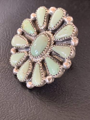 Womens Green Turquoise Navajo Sterling Silver Cluster Ring Size 9 12195 - Picture 12 of 12