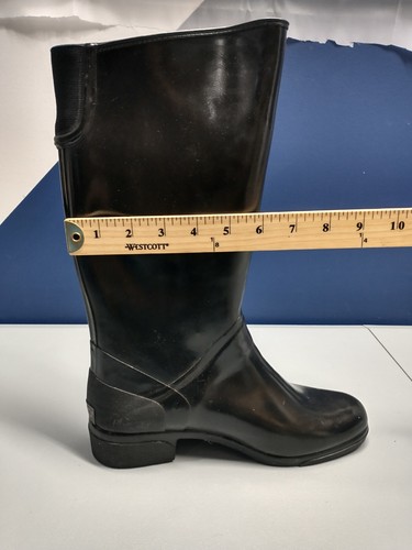 Sports Long Duck Boots Womens Size 9 Black Rubber Waterproof Block Heel Pull On - Picture 17 of 17