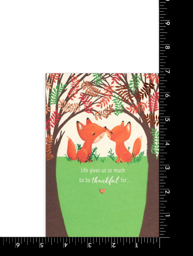 Romantic THANKSGIVING Greeting Card, Cute Fox Animal Kiss by Hallmark + Envelope - Bild 3 von 5