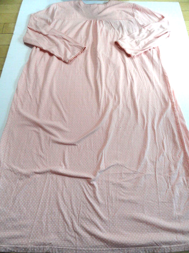 Keyocean Nightgown 100% Cotton Peach XL Woman Long Sleeve Detailed Bodice Trim - Picture 10 of 11