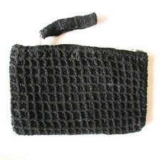 Black Woven Handbag Bag Clutch Ladies Purse with Zipper Close 5x7" FREE SH