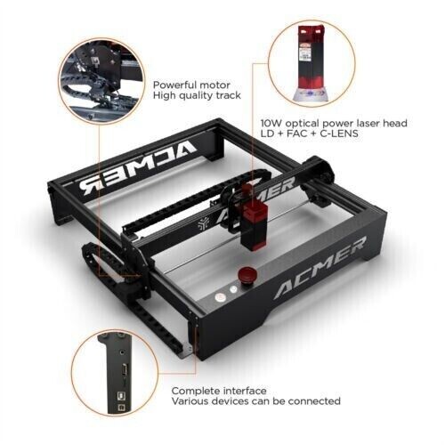 ACMER P1 Laser Engraver 10W Laser Cutter Carving Engraver Machine 400X410mm Size - Picture 6 of 18
