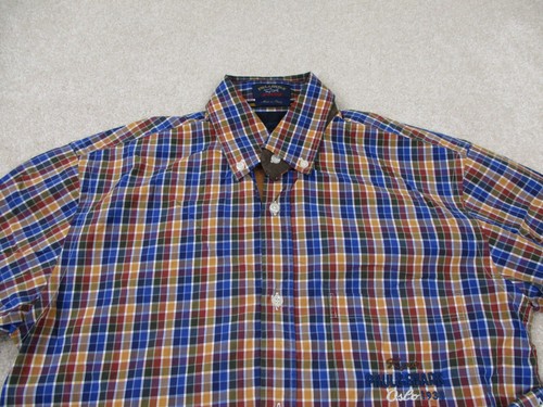 Paul & Shark Shirt Mens Medium Blue Button Up Yatchting Tartan Kipawa Oslo Adult - Picture 3 of 13
