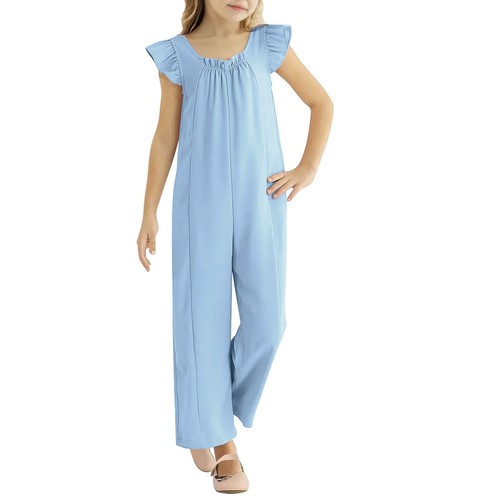 Girls Jumpsuits Size 5-14 Casual Sleeveless Romper Jumpsuit Long Straight Pants - Picture 19 of 48