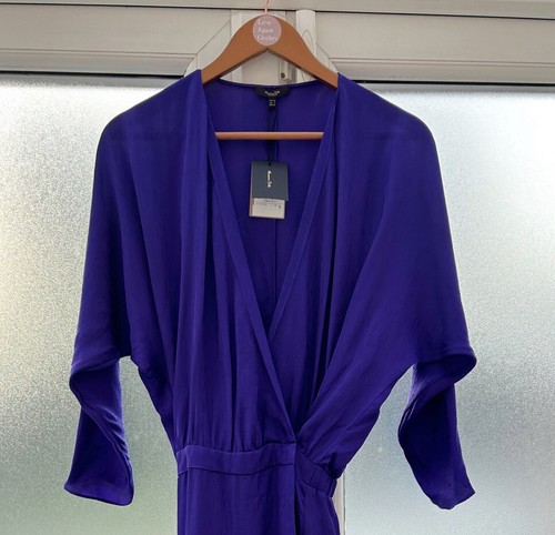 Mini abito avvolgente in raso viola MASSIMO DUTTI NUOVO CON ETICHETTA TAGLIA 8 - Foto 3 di 13