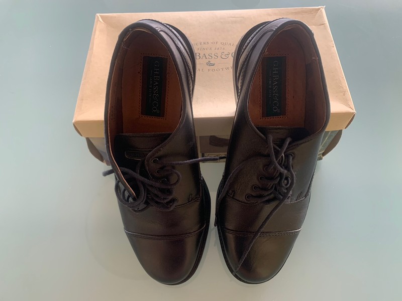 G.H. BASS Men’s Black Oxford  LEATHER DRESS LACE UP SHOES Sz 8 M Gainsville 6663