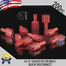 22-18 GAUGE 200 PC NYLON FULLY INSULATED QUICK DISCONNECT MALE .250 CONNECTOR