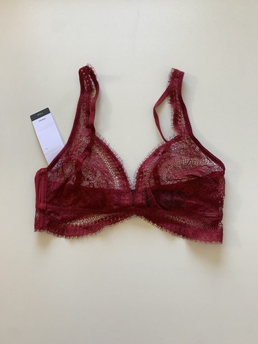 NWT! Calvin Klein Women's Sz S Medallion Lace Unlined Triangle Bra QF5400 Red - Picture 4 of 9