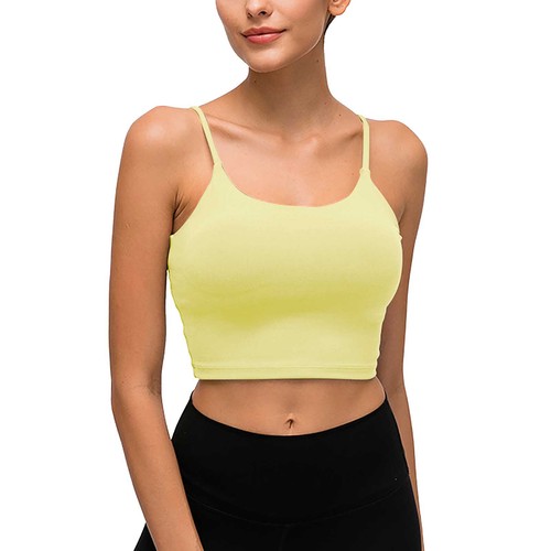 Women Sports Bras Spaghetti Straps Padded with Built in Bra Gym Crop Tank Tops - Picture 5 of 78