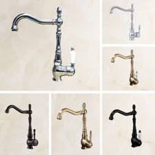 Deck Mounted Brass Kitchen Bathroom Swivel Spout Faucet Mixer Tap ezh032
