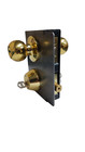 Ezset Combo Security Door Lock Set, Dbl. Cylinder Deadbolt w/ Keyed knob, Brass