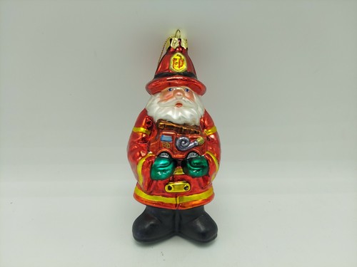 Grande 6 pulgadas bombero Santa Claus adorno de Navidad con etiqueta todavía encendido nuevo - Imagen 2 de 8