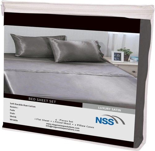 King Sz 4 Pc Bed Sheet Set Silky Smooth Satin Deep Pocket X002YMM88F - Picture 6 of 6