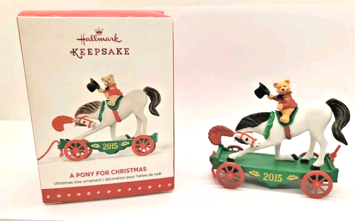 Hallmark Keepsake Ornamento Un Pony per Natale #18 Bianco Pony Bear Top Hat_AT