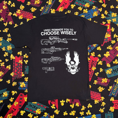 15 Halo USNC Reminds You To Choose Wisely  Black Graphic Tee Shirt / Size L