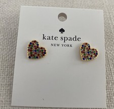 Kate Spade Yours Truly Paved Heart Multi Color Studs Pride🌈 NWT