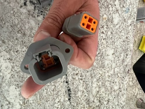 10 AWG Gray Assembled Flanged Deutsch DTP  4 Pin waterproof connector 6" wire - Picture 7 of 8