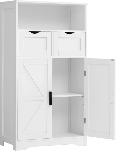 Bathroom Cabinet with Adjustable Shelf, Storage Cabinet with 2 Doors & 2 Drawers