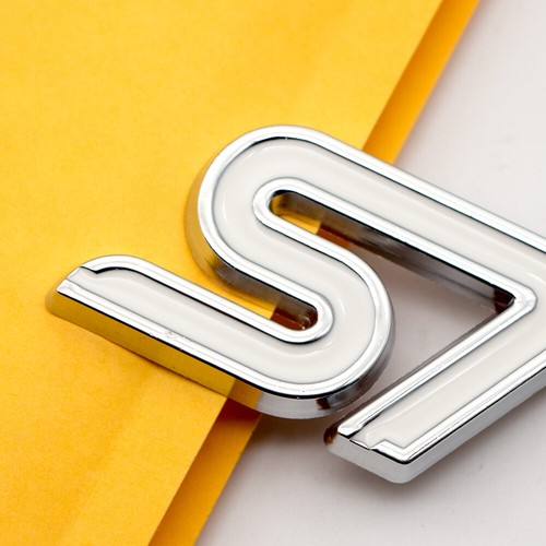 3D White Metal Front Grille ST Emblem + Chrome Car Trunk Sport Turbo Badge - Bild 5 von 6