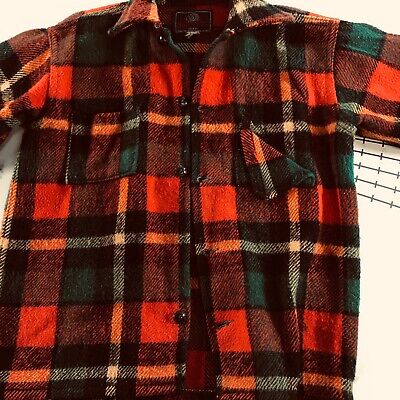 Vintage Johnson Woolen Mills Shirt Mens Small Orange Red Vintage Johnson Woolen Mills Shirt Mens Small Orange Red