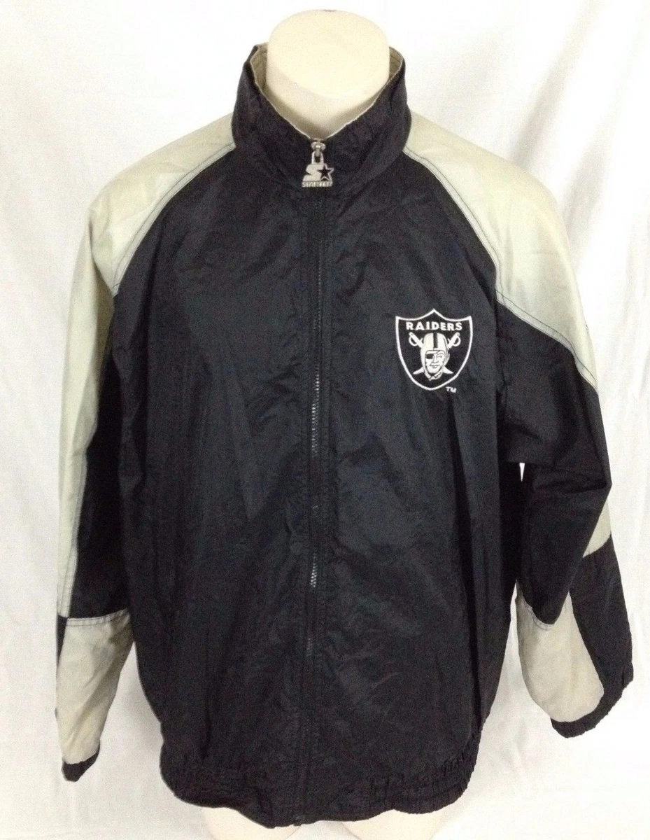Oakland Raiders Vintage NFL Starter Jacket with Hood Black Gray Men s XL