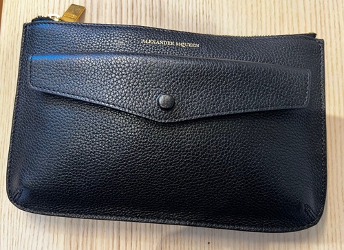 ALEXANDER MCQUEEN BLACK LEATHER CLUTCH/POUCH BAG PURSE - Picture 11 of 11