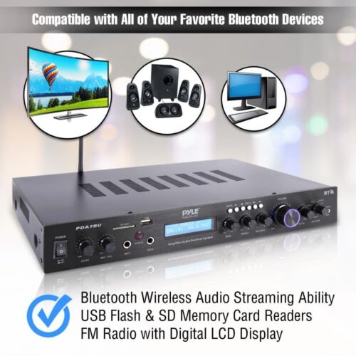 Home Amplified Bluetooth MP3 Receiver, 4x 3.5'' White Speaker, 16-G 50 Ft Wire - Picture 3 of 9