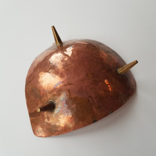 Copper art trinket coin dish tripod leg MCM retro modernist triangular vintage - Picture 2 of 15