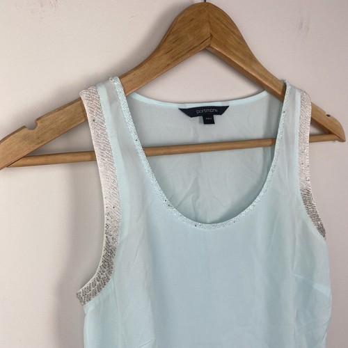 Portmans Women’s Tank Top Light Blue Beaded Lightweight Sleeveless Size S 8 - Picture 4 of 10
