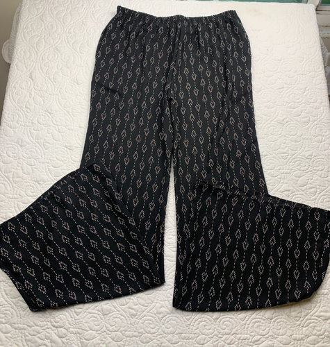 GB Pants Womens sz Large Black Flowy Elastic Waist Lounge Casual NWT Made in USA - Picture 8 of 8