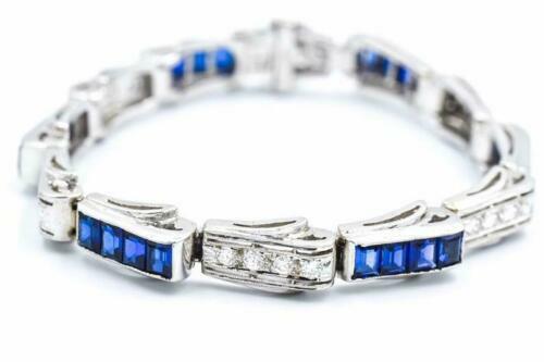 Men's Solid 935 Argentium Silver CZ & Sapphire 1.80CT Beautiful Fine Bracelet - 第 1/10 張圖片
