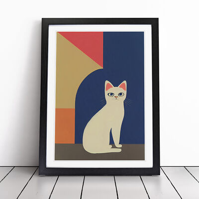 Clever Cat Abstract Framed Canvas Wall Art Print Poster Picture, Home Decor  UK