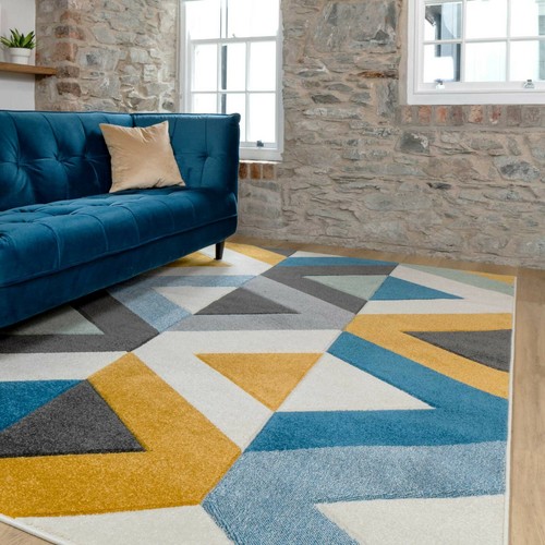 Abstract Geometric Rugs Trellis Chevron Indoor Bedroom Office Room Runner Mats - Picture 30 of 40
