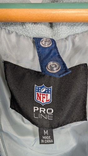 Dallas Cowboys Jacket Mens Medium Blue Hooded Puffer NFL Pro Line Coat Pockets - Picture 11 of 12