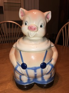 Vintage-Pig-Cookie-Jar-Styled-By-Lorraine-Elam-Ceramic-Rare-By-Enesco